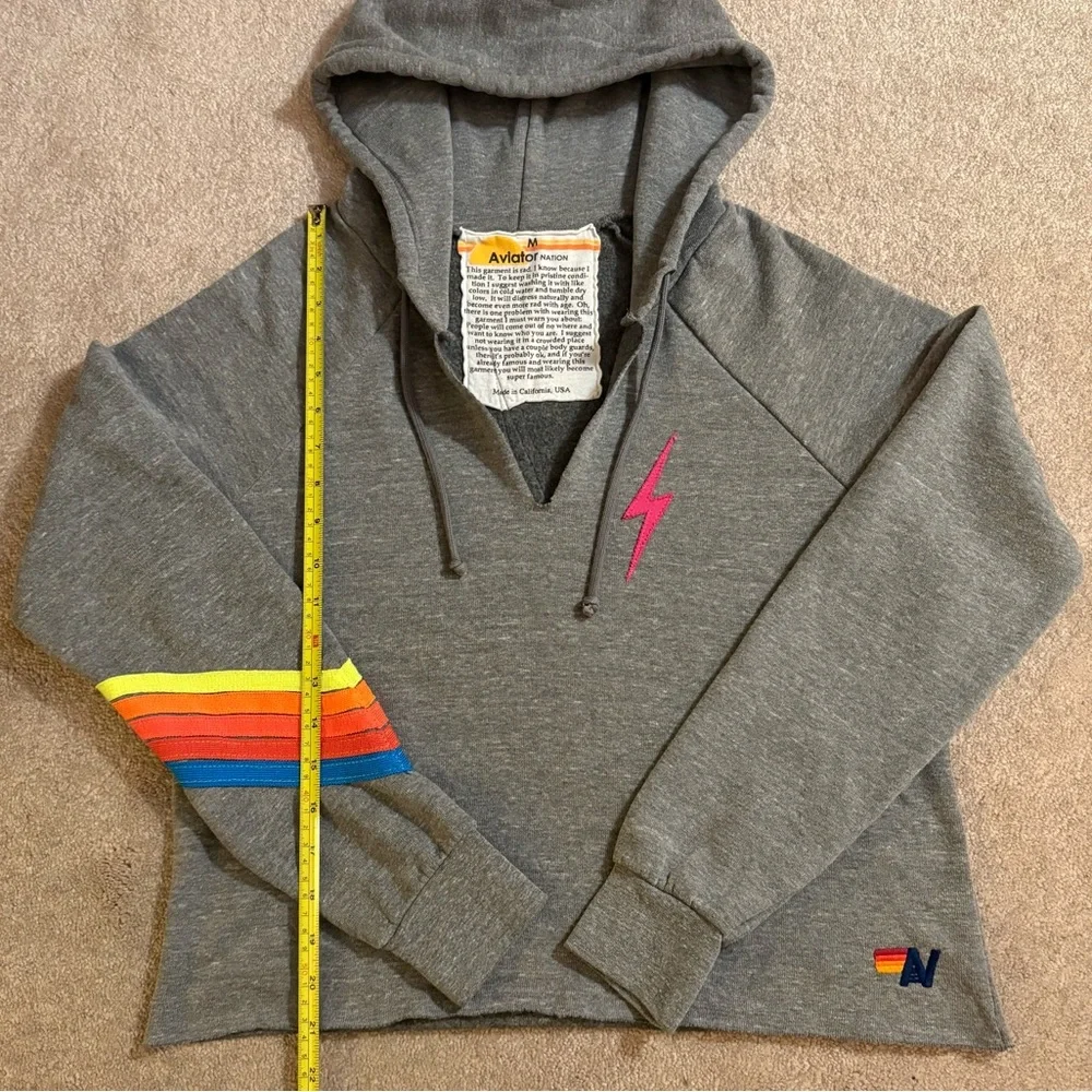 NWOT - Aviator Nation Bolt Chevron 5 Stitch Split Neck Hoodie ⚡️ - Picture 6 of 7